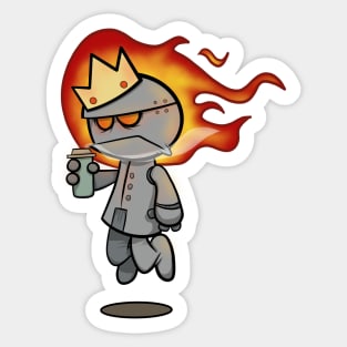 Cute grumpy robot king Sticker